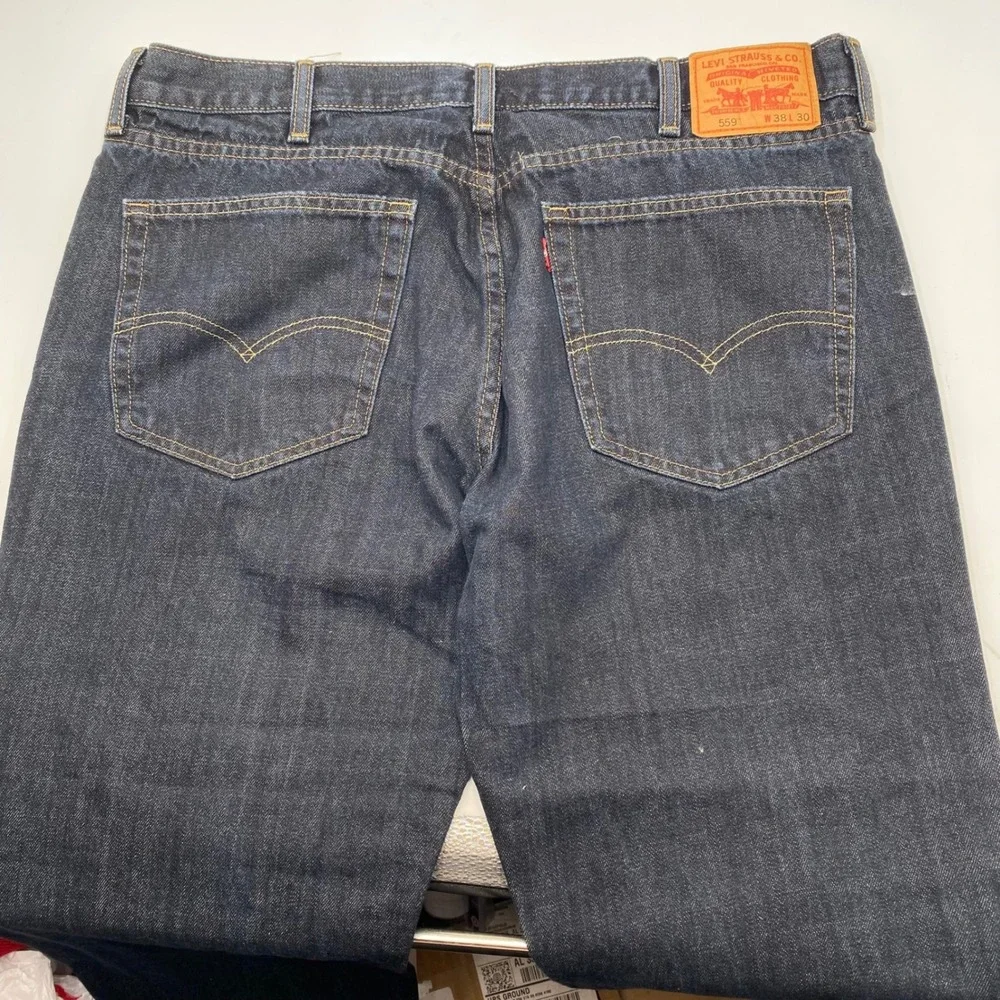 Levi's‎ 559 Relaxed Straight Jeans Mens 38x30 Dark Blue Cotton Denim Work Casual